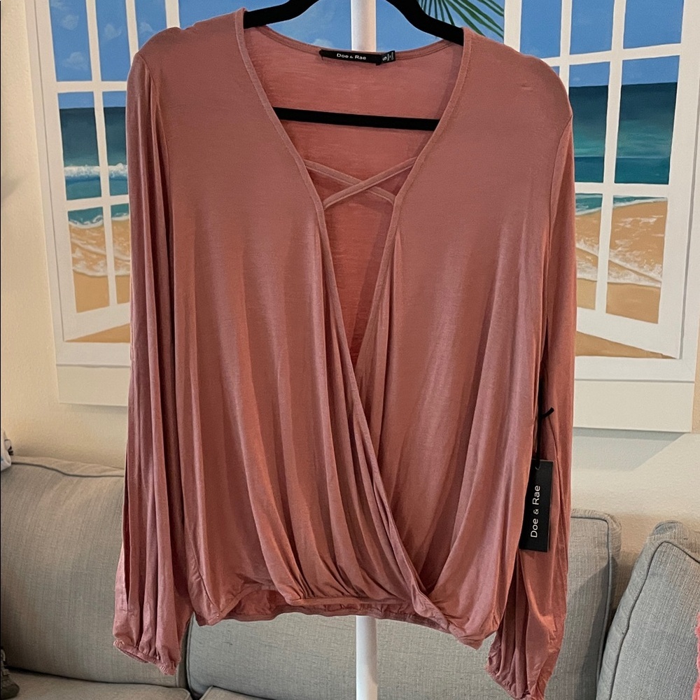 Doe & Rae Women's Mauve Wrap Blouse